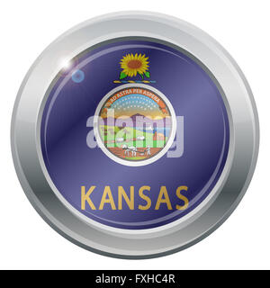 Ein Kansas Zustand Silber Fahnensymbol isoliert auf weißem Hintergrund Stockfoto