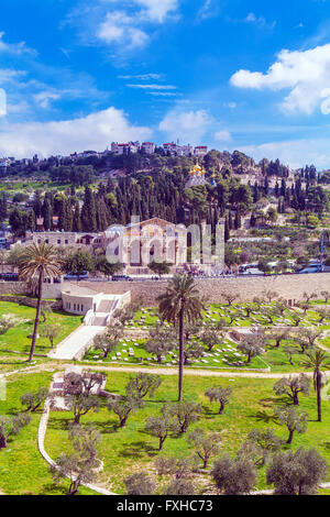 Kirche aller Nationen und Mary Magdalene Convent auf dem Ölberg, Jerusalem, israel Stockfoto