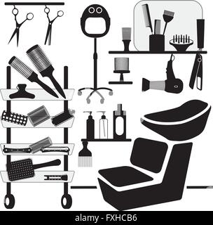 Friseur Salon Silhouetten Stock Vektor