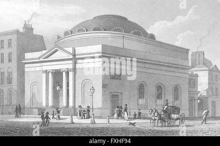 LONDON: Albion Kapelle, Moorgate, antique print 1828 Stockfoto