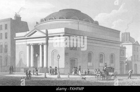 LONDON: Albion Kapelle, Moorgate, antique print 1828 Stockfoto