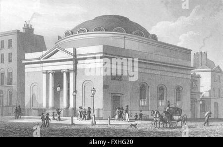 LONDON: Albion Kapelle, Moorgate, antique print 1828 Stockfoto