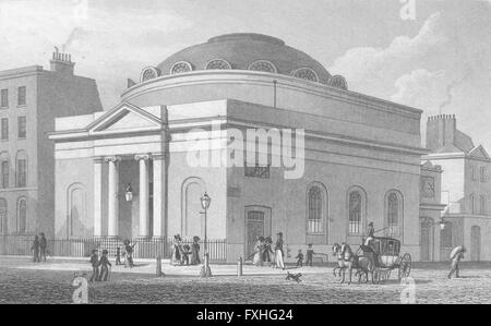 LONDON: Albion Kapelle, Moorgate, antique print 1828 Stockfoto