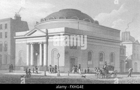 LONDON: Albion Kapelle, Moorgate, antique print 1828 Stockfoto