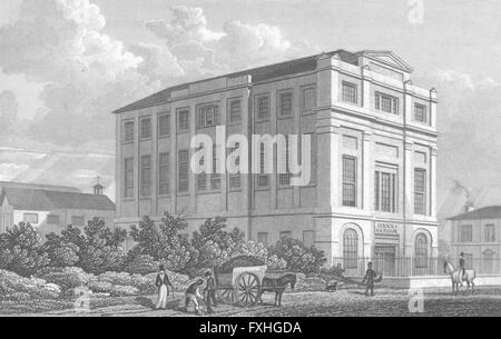 LONDON: Gebäude, Highfield, Camden Road, antique print 1829 Stockfoto