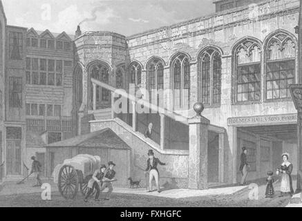 LONDON: Crosby Hall, Bishopsgate, antique print 1830 Stockfoto