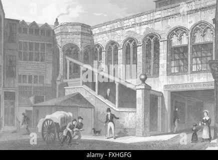 LONDON: Crosby Hall, Bishopsgate, antique print 1830 Stockfoto