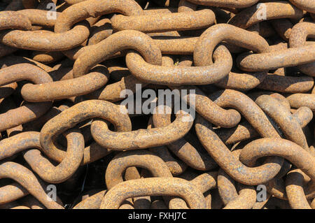 Nahaufnahme der marine schwere Kette verrosten. Stockfoto