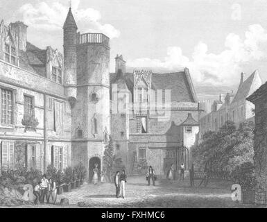 PARIS: Hotel de Cluny: Frankreich: Pugin Cart-Roberts, antique print 1834 Stockfoto