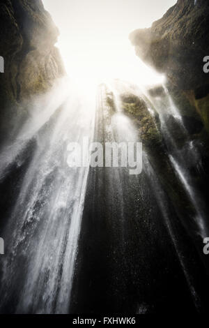 Gljufurarfoss-Wasserfall-Höhle, Süden Islands Stockfoto