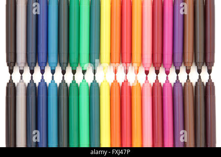 Großen Multi farbige Filzstift Stift Auswahl auf weißem Hintergrund. Stockfoto