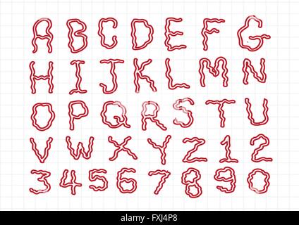 Hand gezeichneten Buchstaben Schrift geschrieben mit einem Stift Stock Vektor