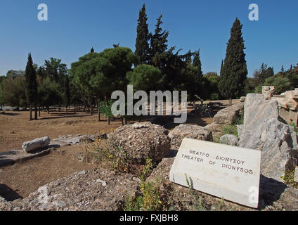 Theater des Dionysos am Fuße des südlichen Abhang Athener Akropolis in Athen, Griechenland Stockfoto