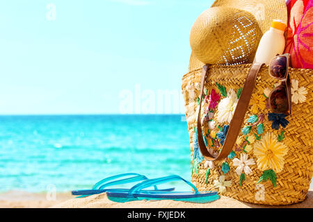 Strand-Notwendigkeiten. Stockfoto
