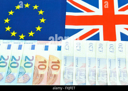 Pfund gegenüber Euro-Konzept mit Währung Ende EU-Flagge Stockfoto