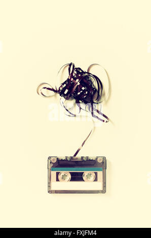Audio-Kassette mit subtrahiert, Klebeband Stockfoto