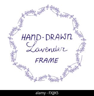 Lavendel Frame Hand gezeichnet Stock Vektor