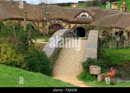 Hobbingen, in der Nähe von Matamata auf der Nordinsel von Neuseeland, ist die Heimat der verwendet in dem Film Herr der Ringe Film-set Stockfoto