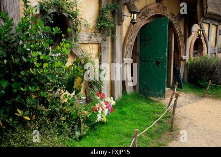 Hobbingen, in der Nähe von Matamata auf der Nordinsel von Neuseeland, ist die Heimat der verwendet in dem Film Herr der Ringe Film-set Stockfoto