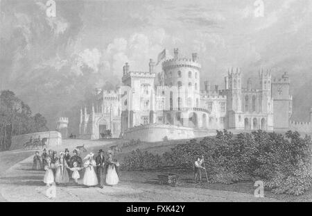 LEICS: South Belvoir Castle, Leicestershire: Allom, antiken print 1836 Stockfoto