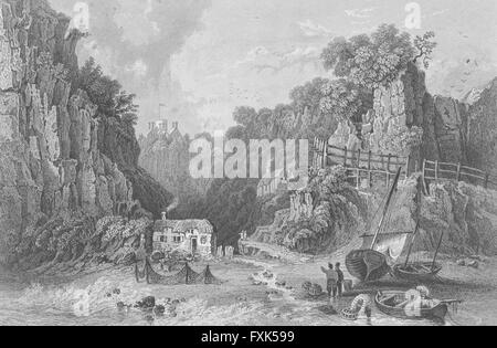 IOW: Shanklin Chine-Bartlett, antiken print c1840 Stockfoto