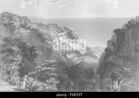 IOW: Shanklin Chine-Bartlett, antiken print c1840 Stockfoto