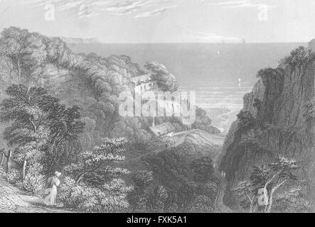 IOW: Shanklin Chine-Bartlett, antiken print c1840 Stockfoto