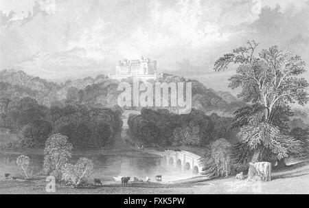 LEICS: Belvoir Castle, Leicestershire: Allom, antiken print 1836 Stockfoto