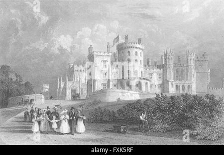 LEICS: South Belvoir Castle, Leicestershire: Allom, antiken print 1836 Stockfoto