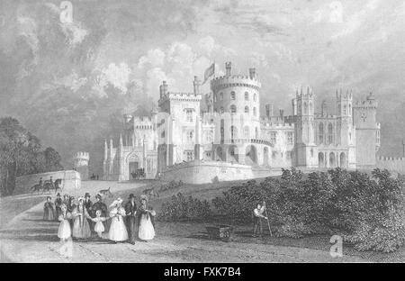 LEICS: South Belvoir Castle, Leicestershire: Allom, antiken print 1836 Stockfoto