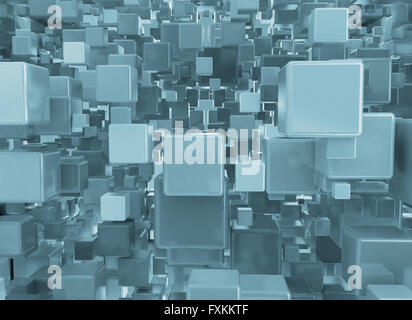 Full-Frame-abstrakte Hintergründe Muster 3D blaue Würfel Stockfoto