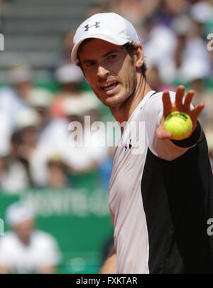 Monte Carlo. 16. April 2016. 16.04.2016: Monte-Carlo Rolex Masters-Tennis: Andy Murray verlor gegen Rafael Nadal by2-6, 6-4, 6-2 im Halbfinale des Monte Carlo Masters im Monte-Carlo Country Club. © Michael Cullen/ZUMA Draht/Alamy Live-Nachrichten Stockfoto