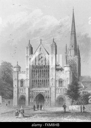 NORFOLK: Norwich Kathedrale, antike print 1860 Stockfoto