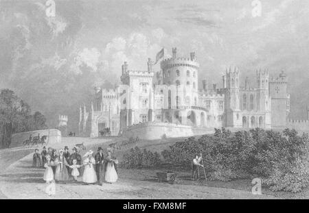 LEICS: South Belvoir Castle, Leicestershire: Allom, antiken print 1836 Stockfoto