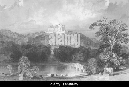 LEICS: Belvoir Castle, Leicestershire: Allom, antiken print 1836 Stockfoto