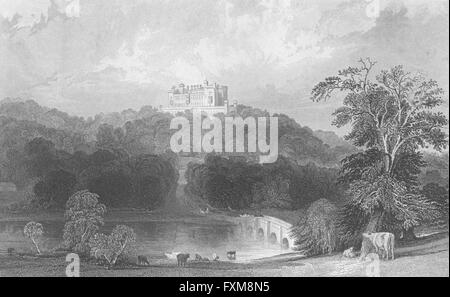 LEICS: Belvoir Castle, Leicestershire: Allom, antiken print 1836 Stockfoto