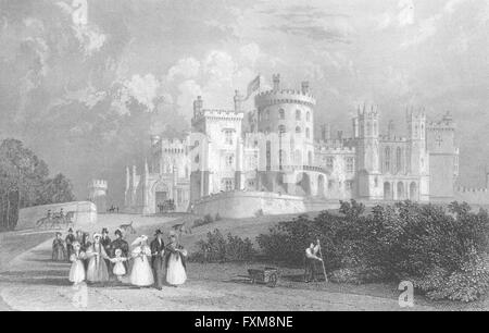 LEICS: South Belvoir Castle, Leicestershire: Allom, antiken print 1836 Stockfoto