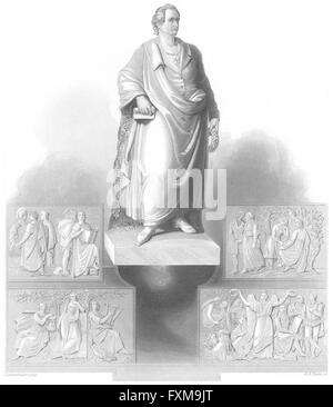 Deutschland: Gothe, Denkmal in Frankfurt am Main: Goethe: Payne, antique print 1847 Stockfoto