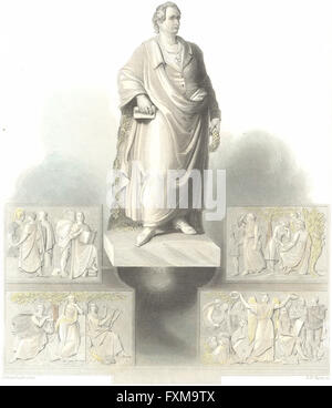 Deutschland: Gothe-Denkmal in Frankfurt am Main: Goethe: Payne, antique print 1847 Stockfoto