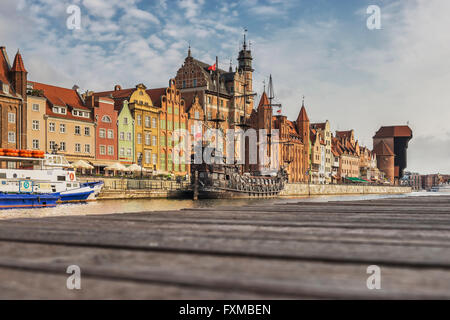 Blick auf die Mottlau, die alte Stadt von Danzig, Pommern, Polen, Europa Stockfoto