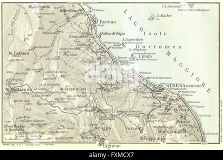 SEE LAGO MAGGIORE. Stresa Baveno Gignese. Vintage Karte Plan. Italien, 1927 Stockfoto