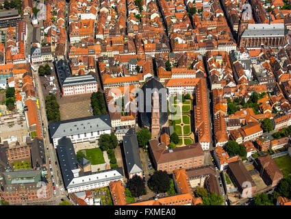 Luftaufnahme, Jesuitenkirche, Pfarrei Heilige Geist und St. Ignatius, neben dem Universitätsplatz, Heidelberg, Rhein-Neckar-Kreis, Stockfoto