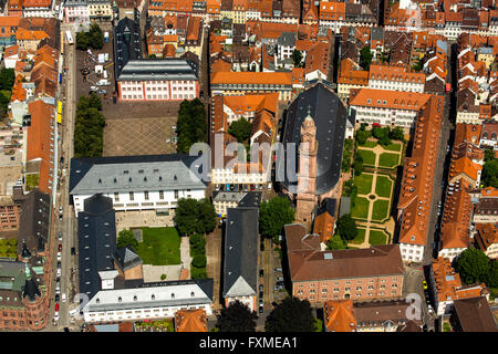 Luftaufnahme, Jesuitenkirche, Pfarrei Heilige Geist und St. Ignatius, neben dem Universitätsplatz, Heidelberg, Rhein-Neckar-Kreis, Stockfoto