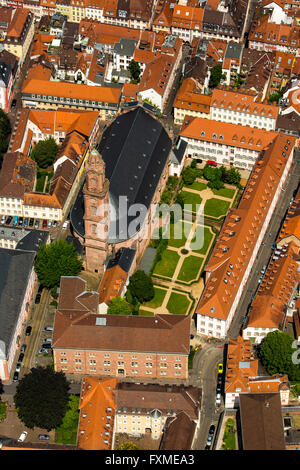 Luftaufnahme, Jesuitenkirche, Pfarrei Heilige Geist und St. Ignatius, neben dem Universitätsplatz, Heidelberg, Rhein-Neckar-Kreis, Stockfoto