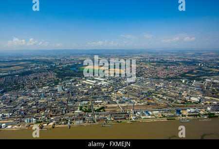 Luftaufnahme, BASF Ludwigshafen, Badische Anilin und Soda Fabriken Ludwigshafen, Chemiefabrik, Ludwigshafen am Rhein, Rheinland-Pfalz Stockfoto