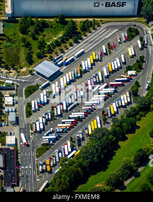 Luftbild, BASF Ludwigshafen, Badische Anilin und Soda Fabriken Ludwigshafen, Chemiefabrik, KTL Kombo-Terminal Ludwigshafen Stockfoto