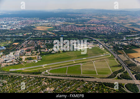 Luftaufnahme, Flughafen Mannheim-Neuostheim, Flugplatz, allgemeine Luftfahrt, Mannheim, Baden-Württemberg, Deutschland, Europa, Luftbild, Stockfoto