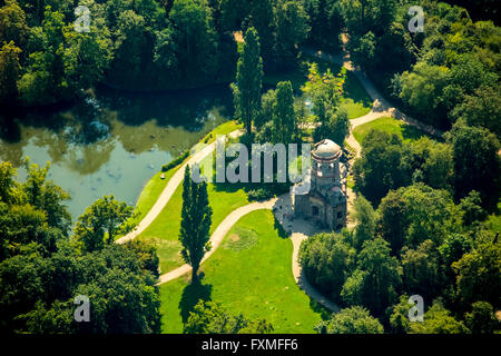 Luftaufnahme, rote Moschee im türkischen Garten, Schwetzingen Schloss mit Schlossgarten, Baden-Württemberg, Deutschland, Europa, Stockfoto