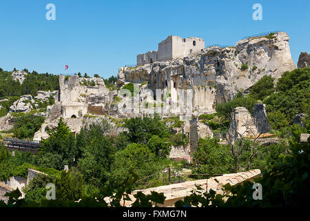 Blick auf Les Baux de Provence, Frankreich Stockfoto