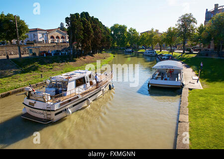 Canal du Midi, Carcassonne, Frankreich Stockfoto